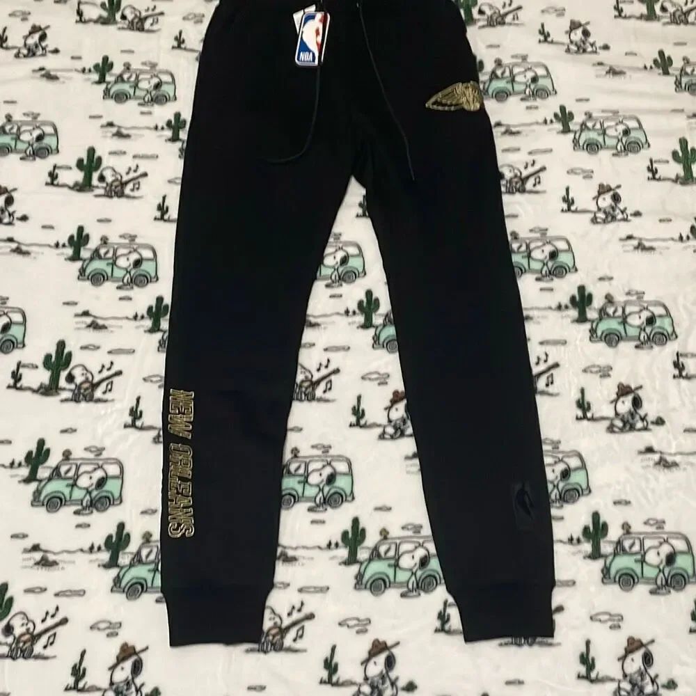 Unisex New Orleans pelicans black gold letter sweat pants jogger NBA size small